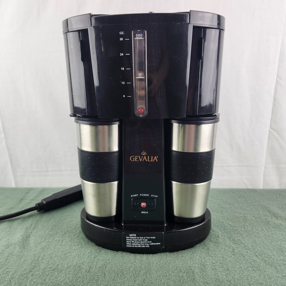 Gevalia Coffee Maker for 2 w/Stainless Steel Travel Mugs WS-02A